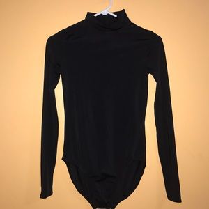 Black high neck long sleeve leotard
